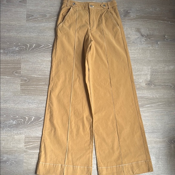 Anthropologie Maeve Linen Cotton Contrast Stitch High-Rise Wide-Leg Pants 2 - Picture 3 of 14